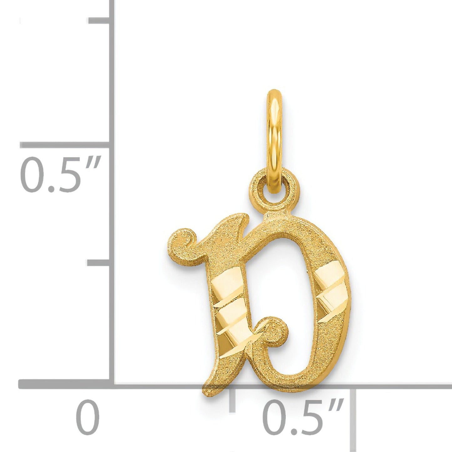 14K Gold Diamond Cut Fancy Initial D Charm