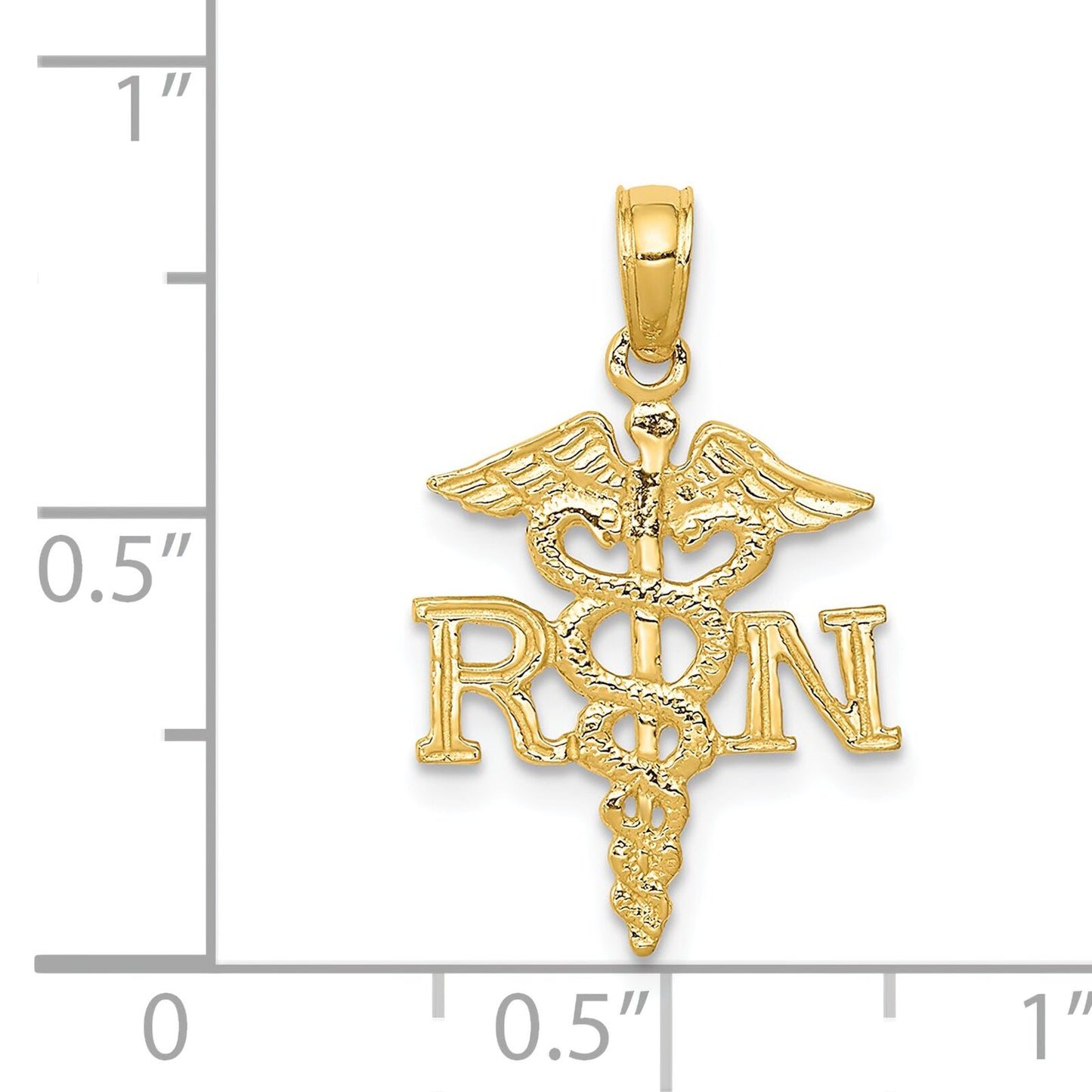 14K Gold RN Caduceus Pendant