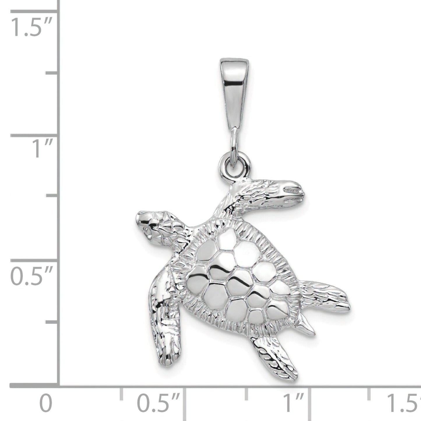 14K White Gold Sea Turtle Pendant
