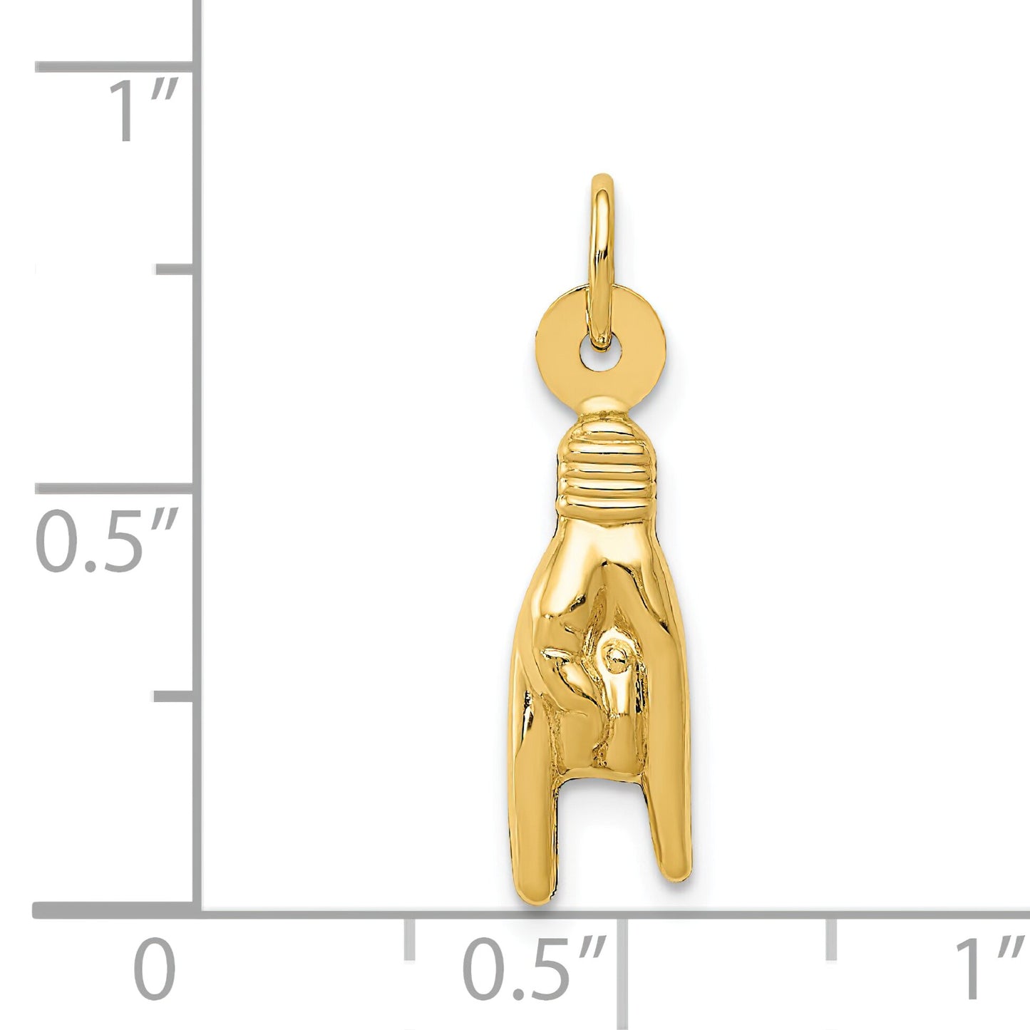 New14K Yellow Gold Mano Cornuto Italian Hand Sign Charm