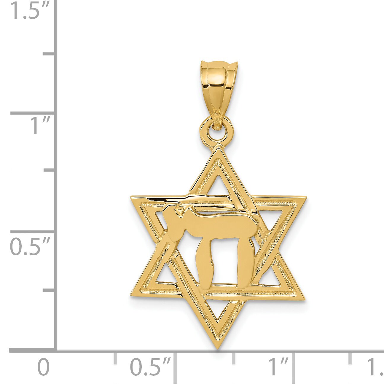 14K Gold Chai Star of David Charm