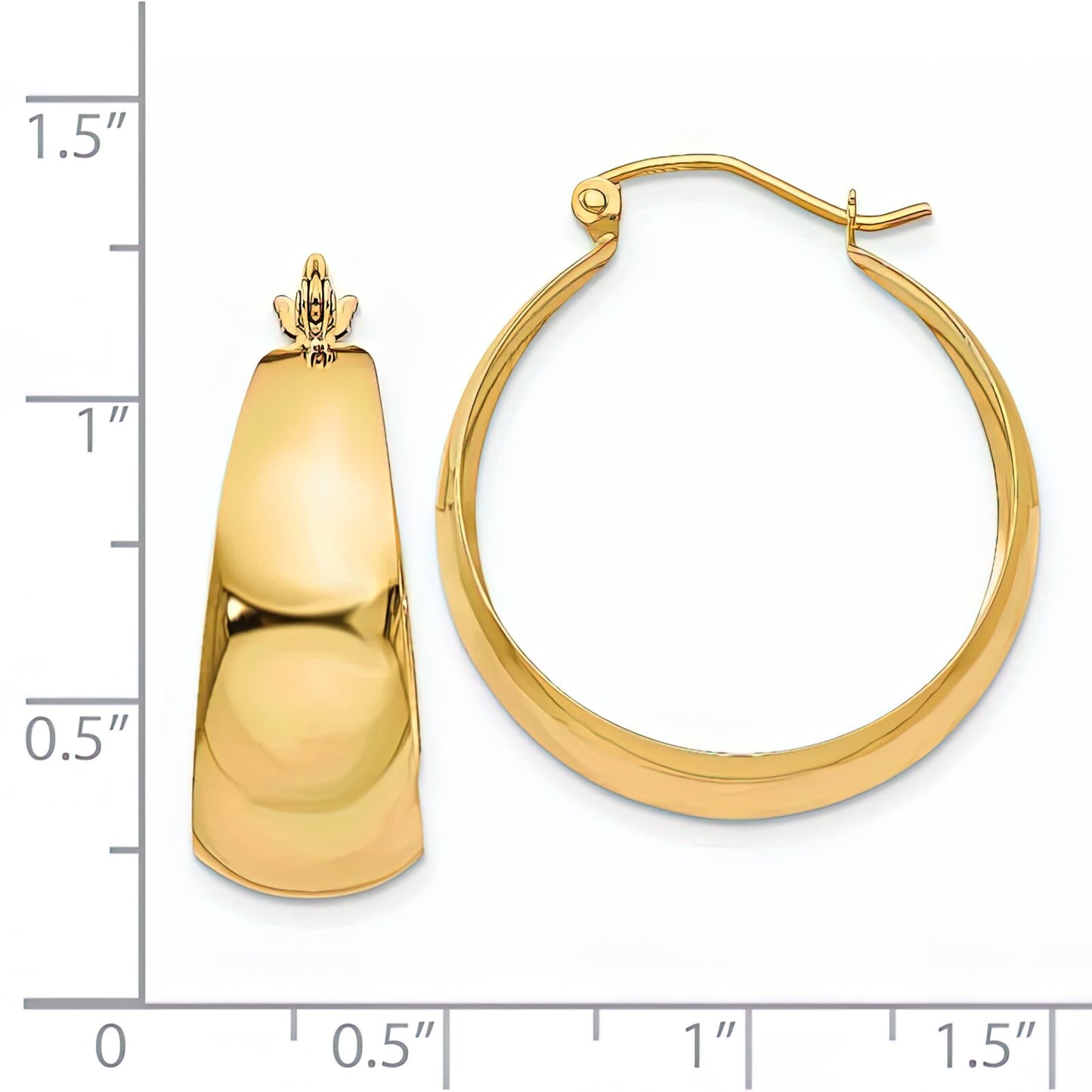 14K Gold Tapered Hoop Earrings