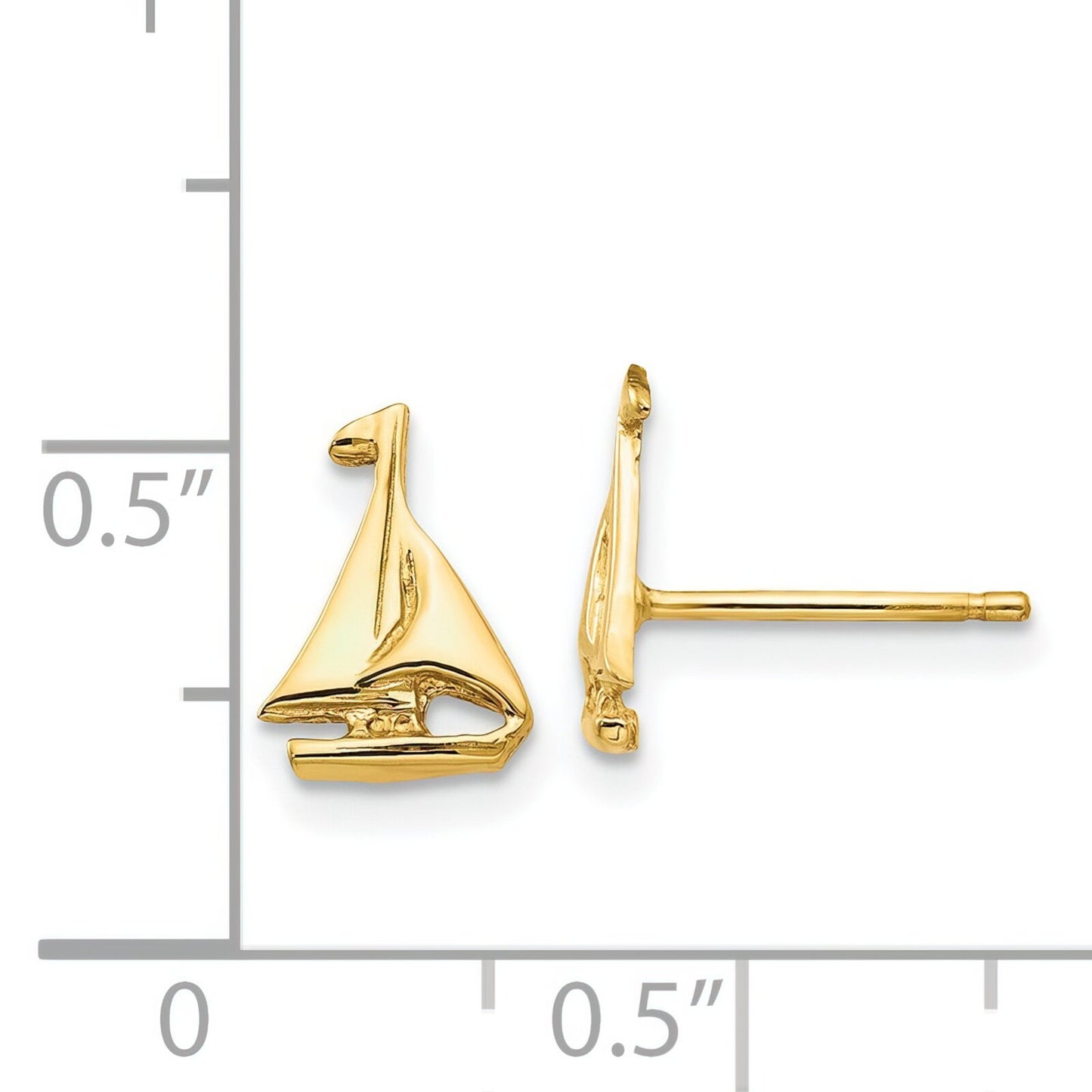 14K Gold Sail Boat Earrings