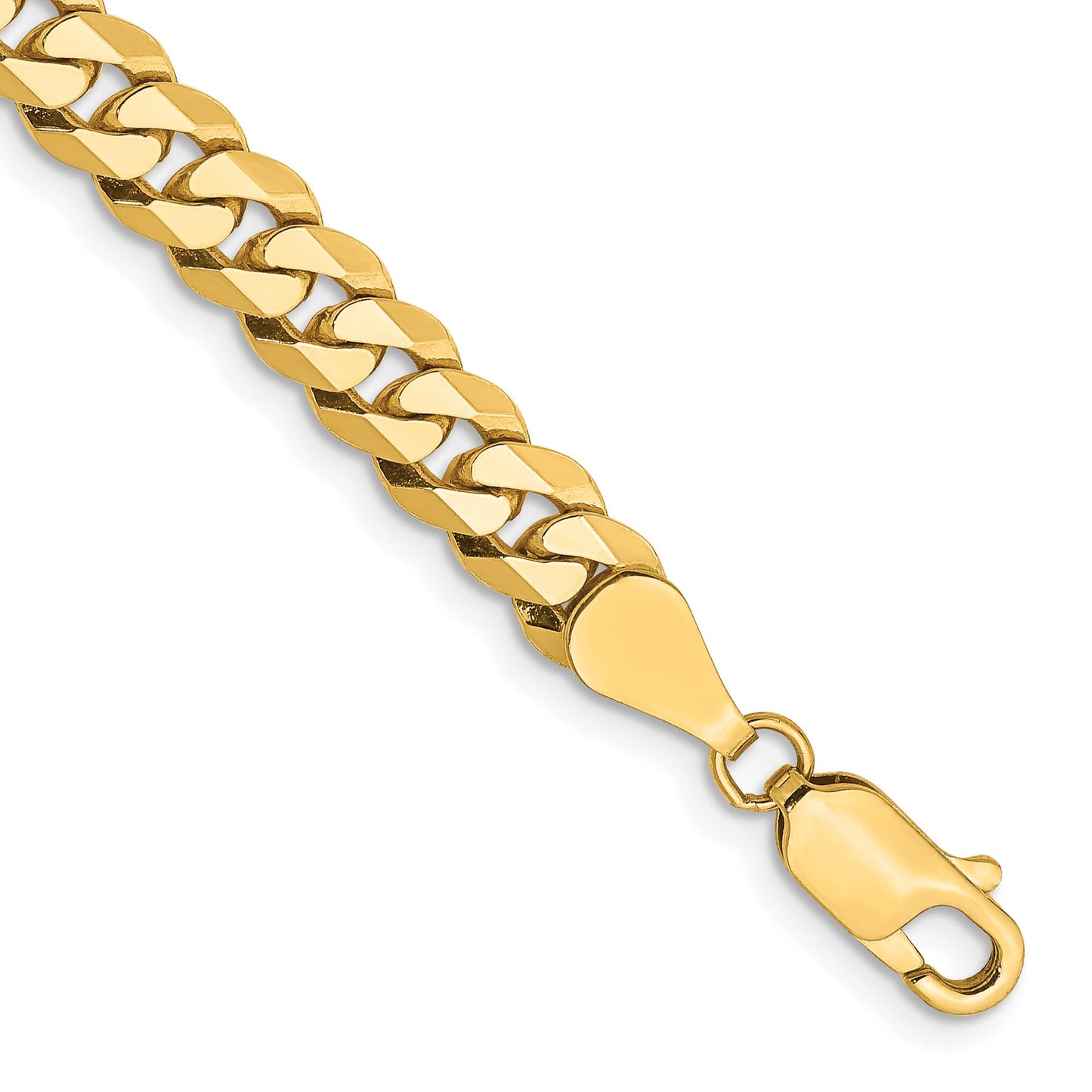14K Gold Beveled Curb Chain Bracelet
