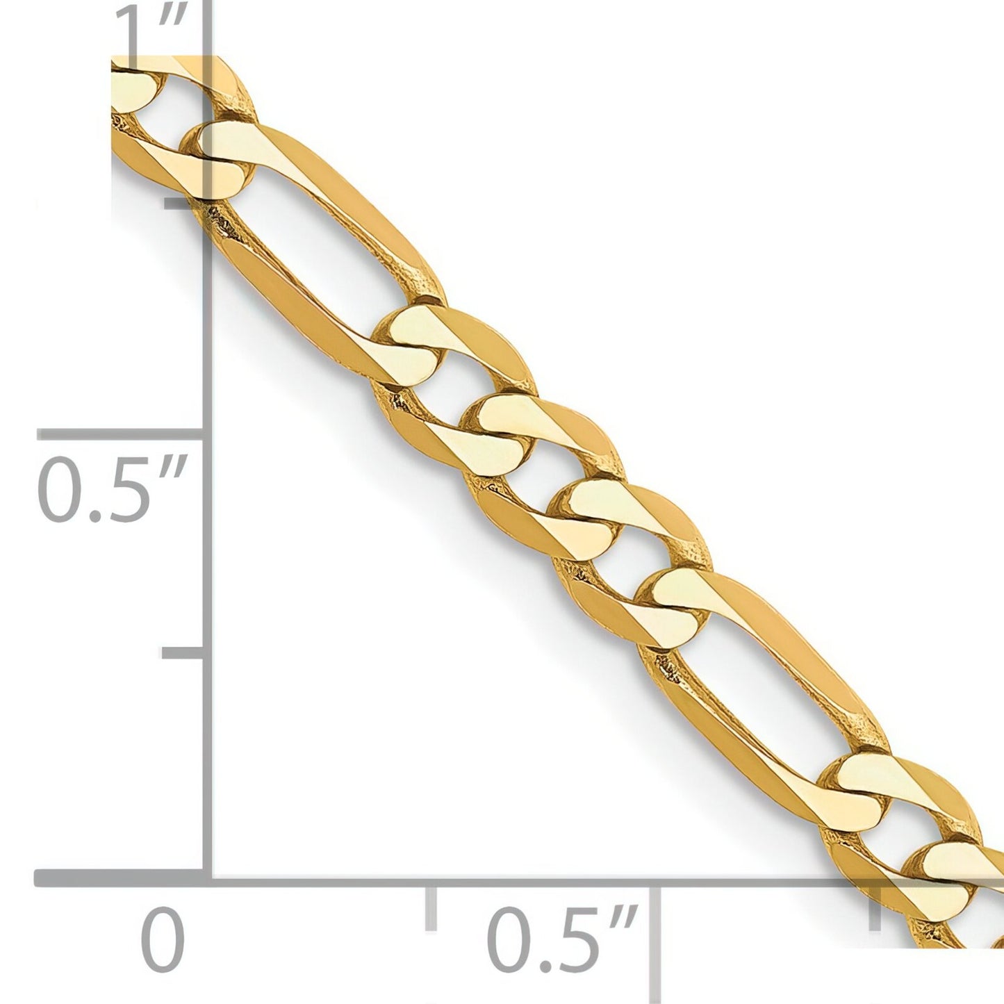 14K Gold 4mm Flat Figaro Chain