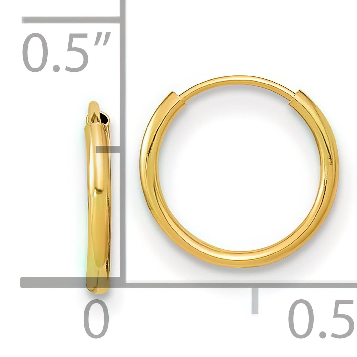 14K Gold Childrens Endless Hoop Earrings 9mm