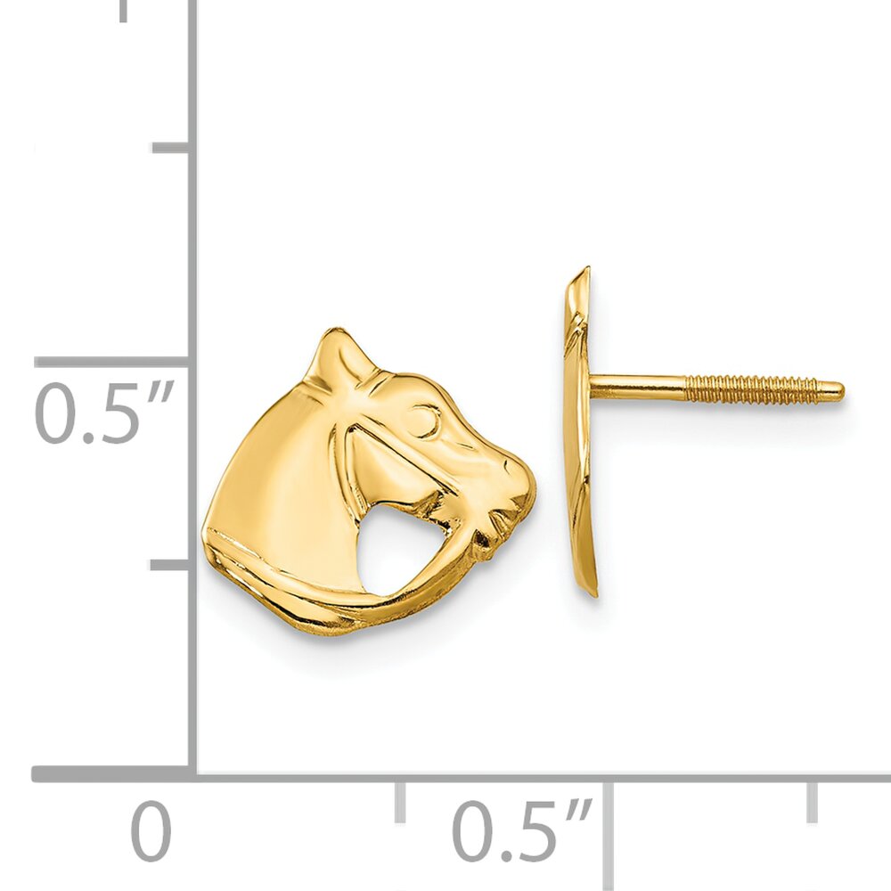 14K Gold Childrens Horse Head Earrings