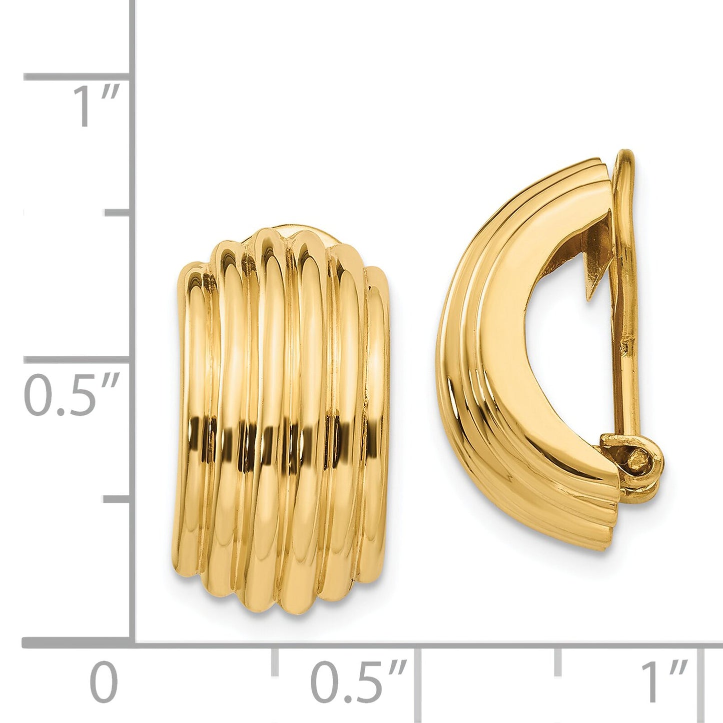 14K Gold Omega Clip On Earrings
