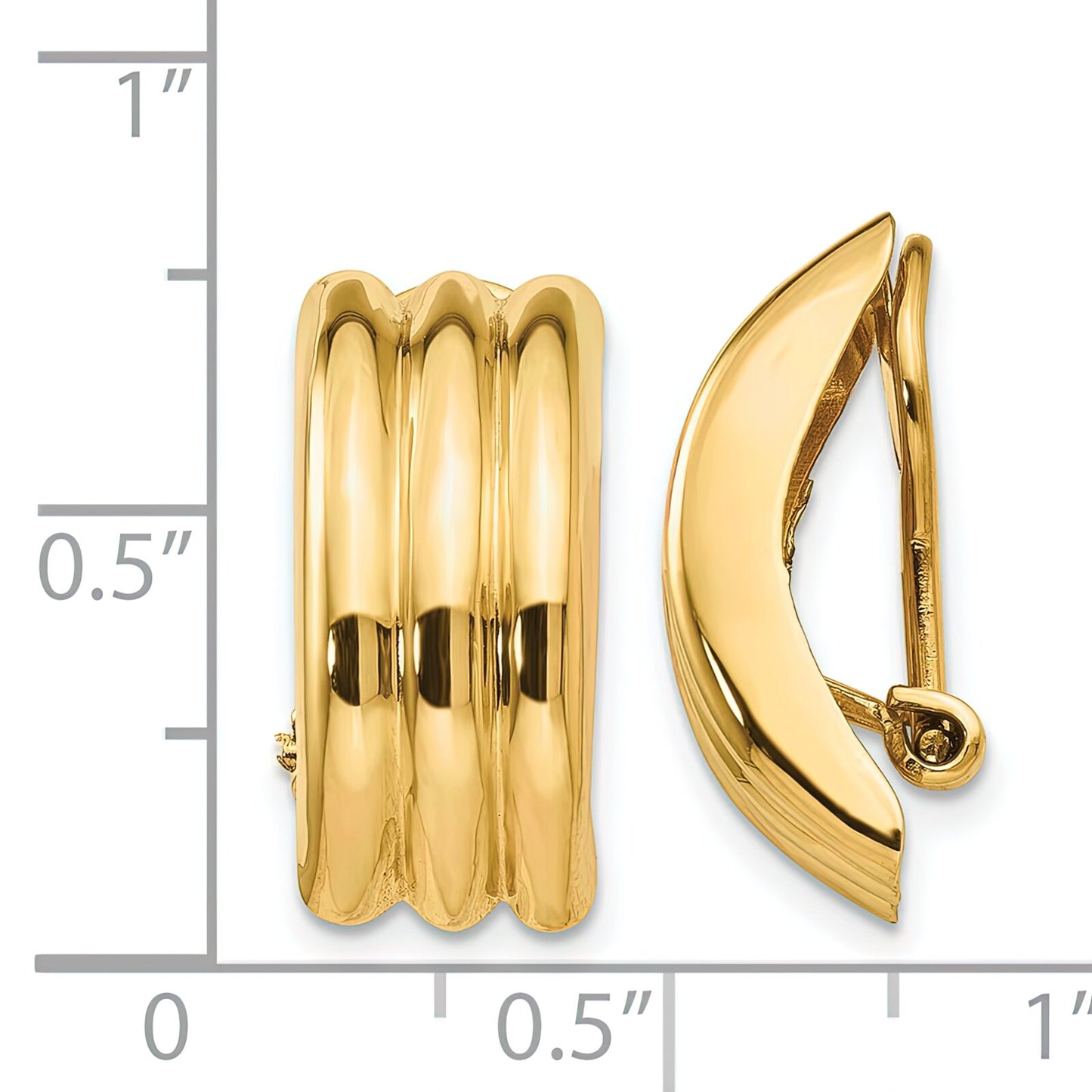 14K Gold Omega Clip On Earrings