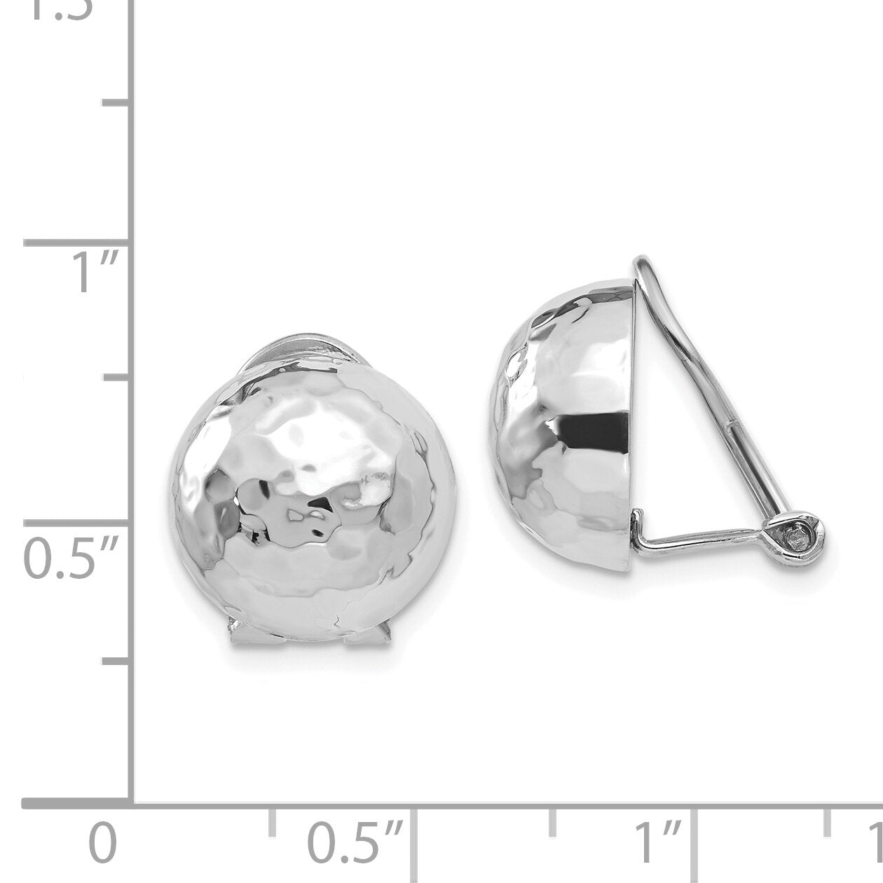 14K White Gold Hammered Clip On Earrings