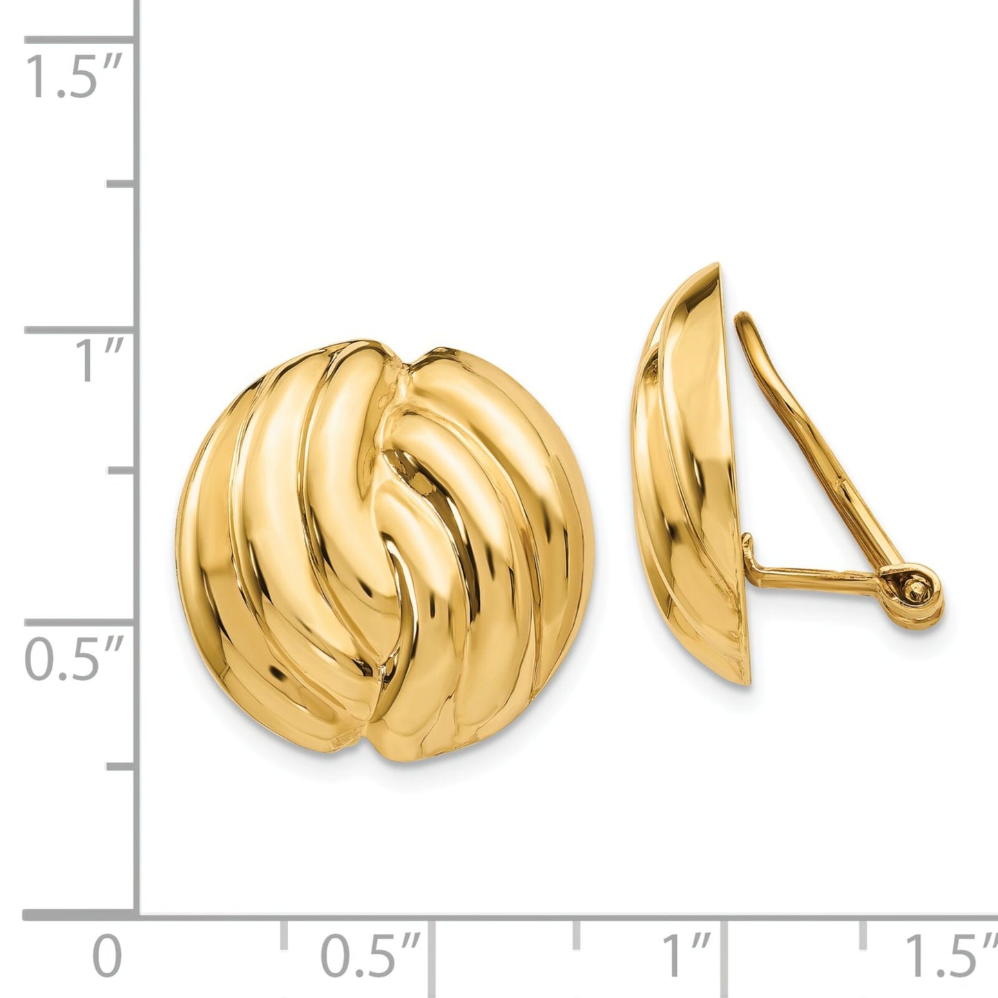 14K Gold Omega Clip On Earrings