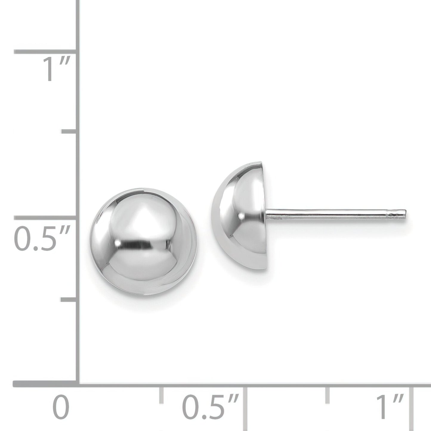 14K White Gold Half Ball Stud Earrings