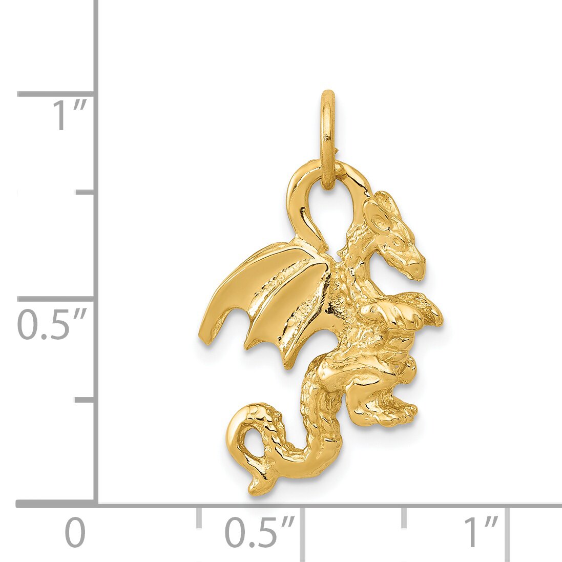 14K Gold 3-D Dragon Charm