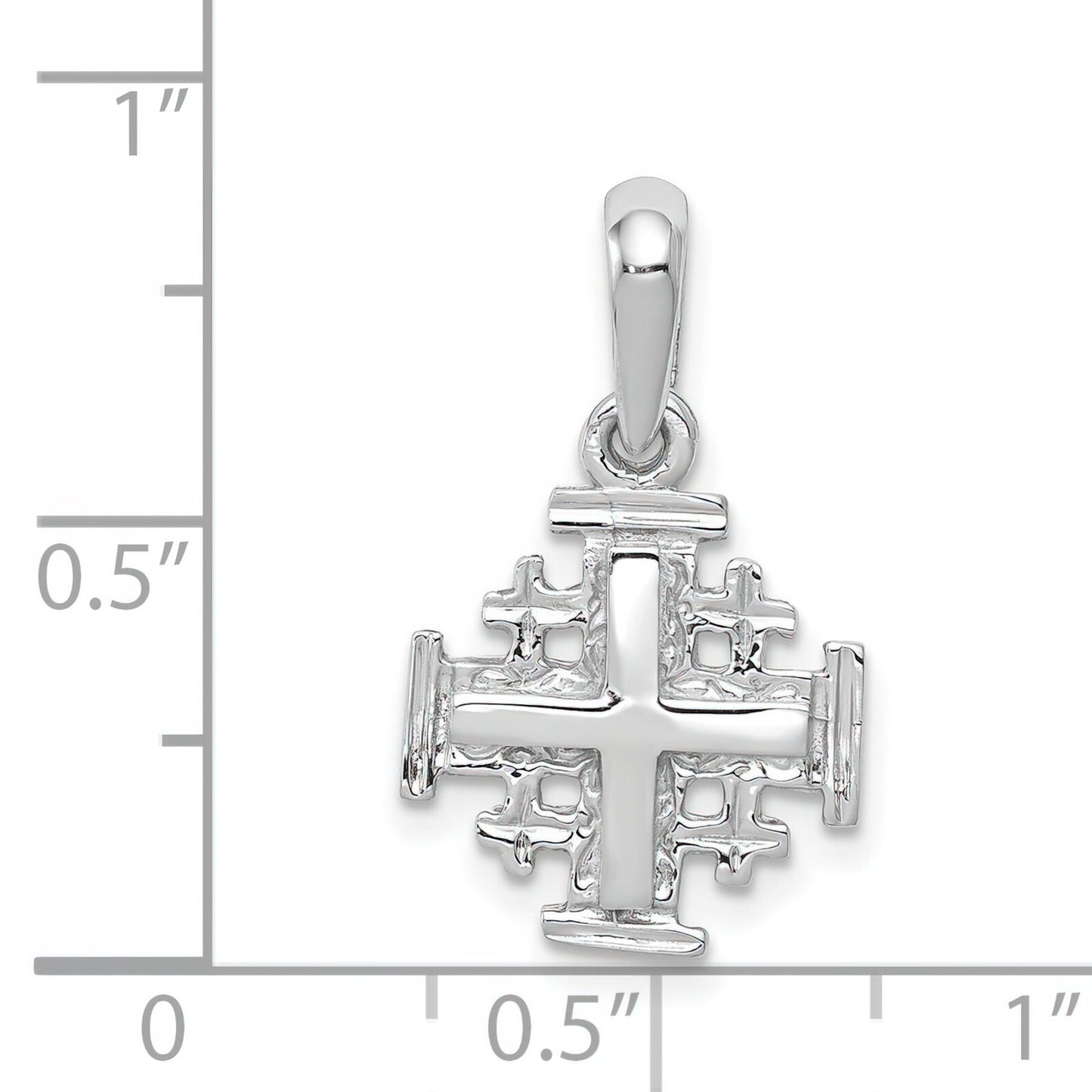 14K White Gold Jerusalem Cross Pendant