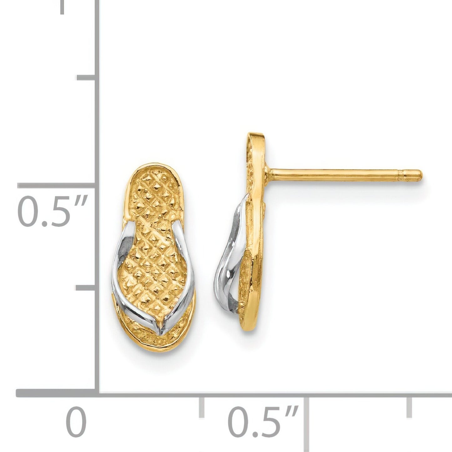 14K Two Tone Gold Flip Flop Earrings