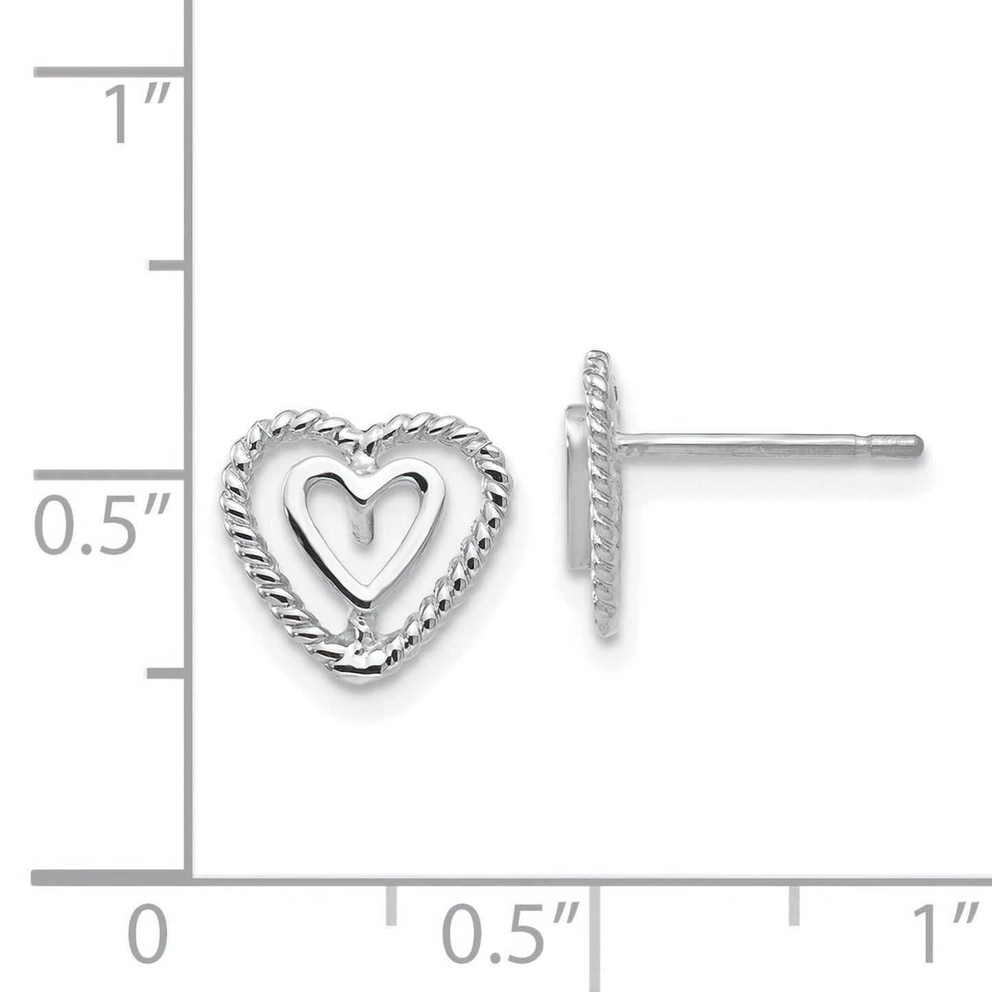 14K White Gold Heart Earrings