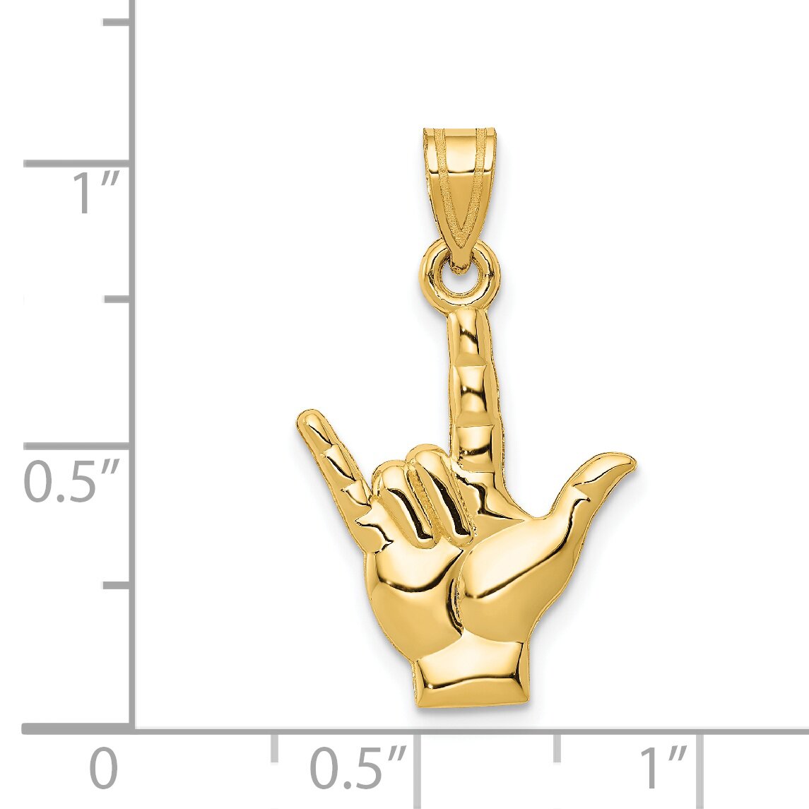 14K Gold I Love You Hand Sign Language Charm