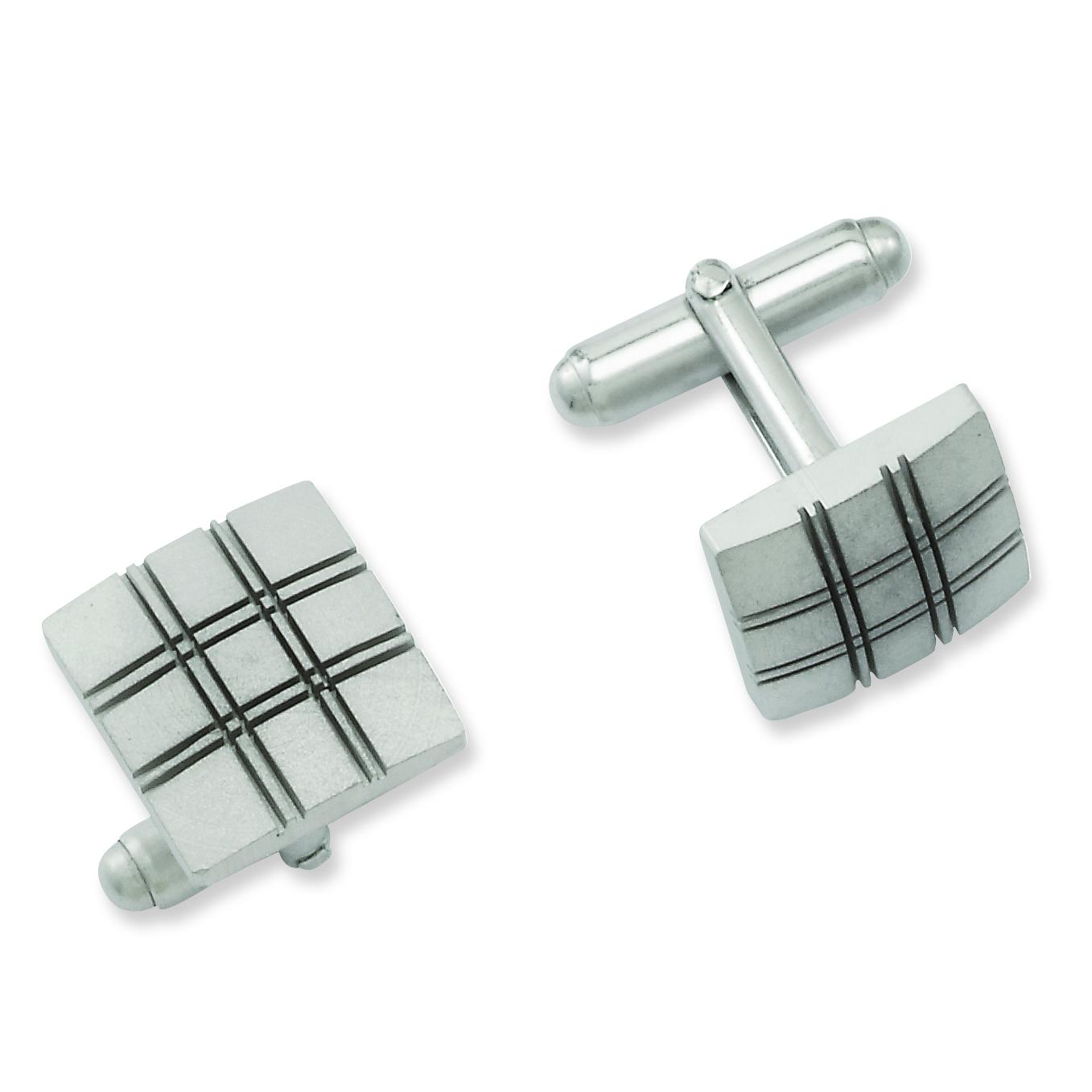Rhodium Plated Square Cuff Links