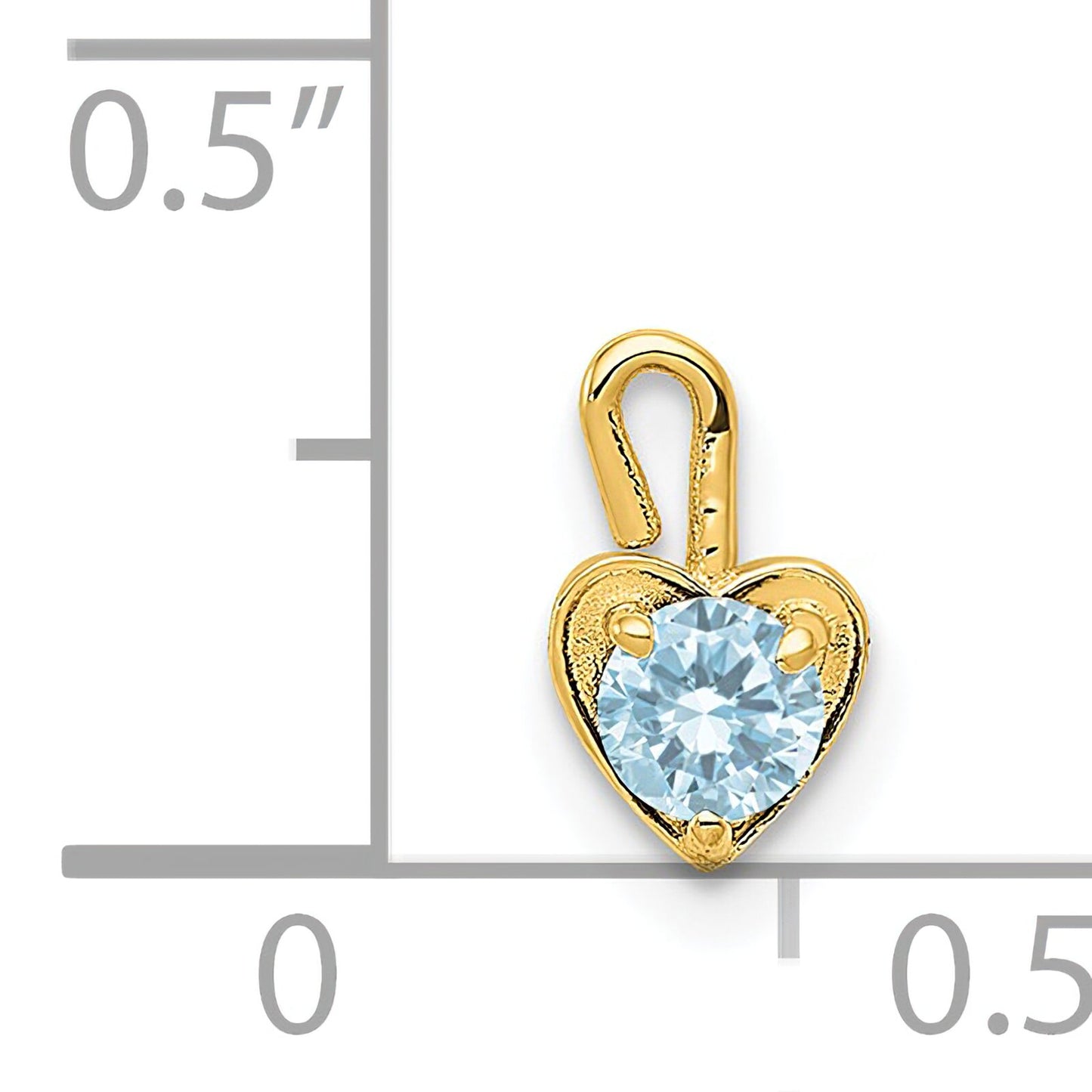 14K Gold March Birthstone Heart Charm