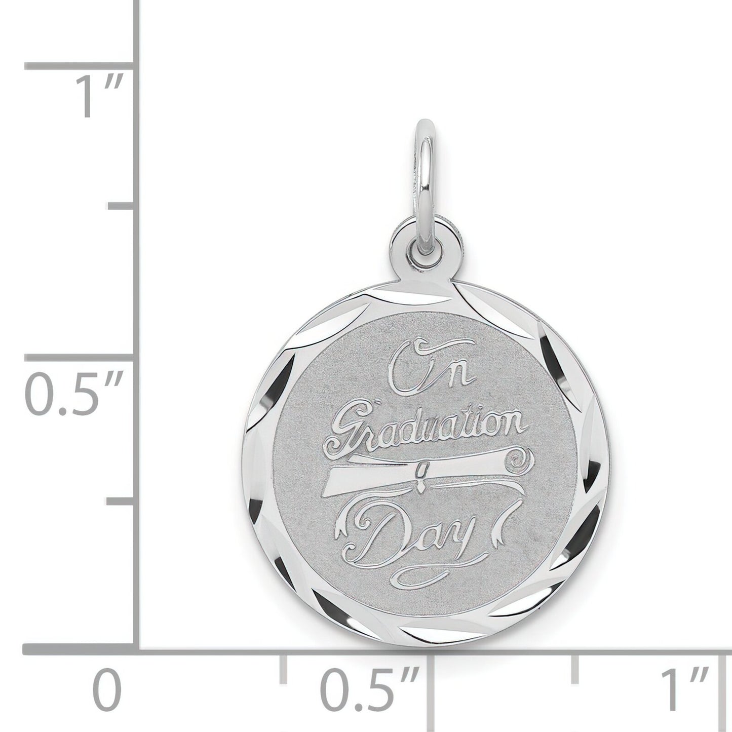 Sterling Silver Diamond Cut On Graduation Day Disc Charm