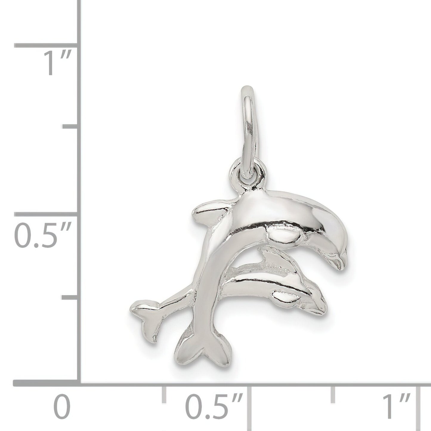 Sterling Silver Double Jumping Dolphins Charm
