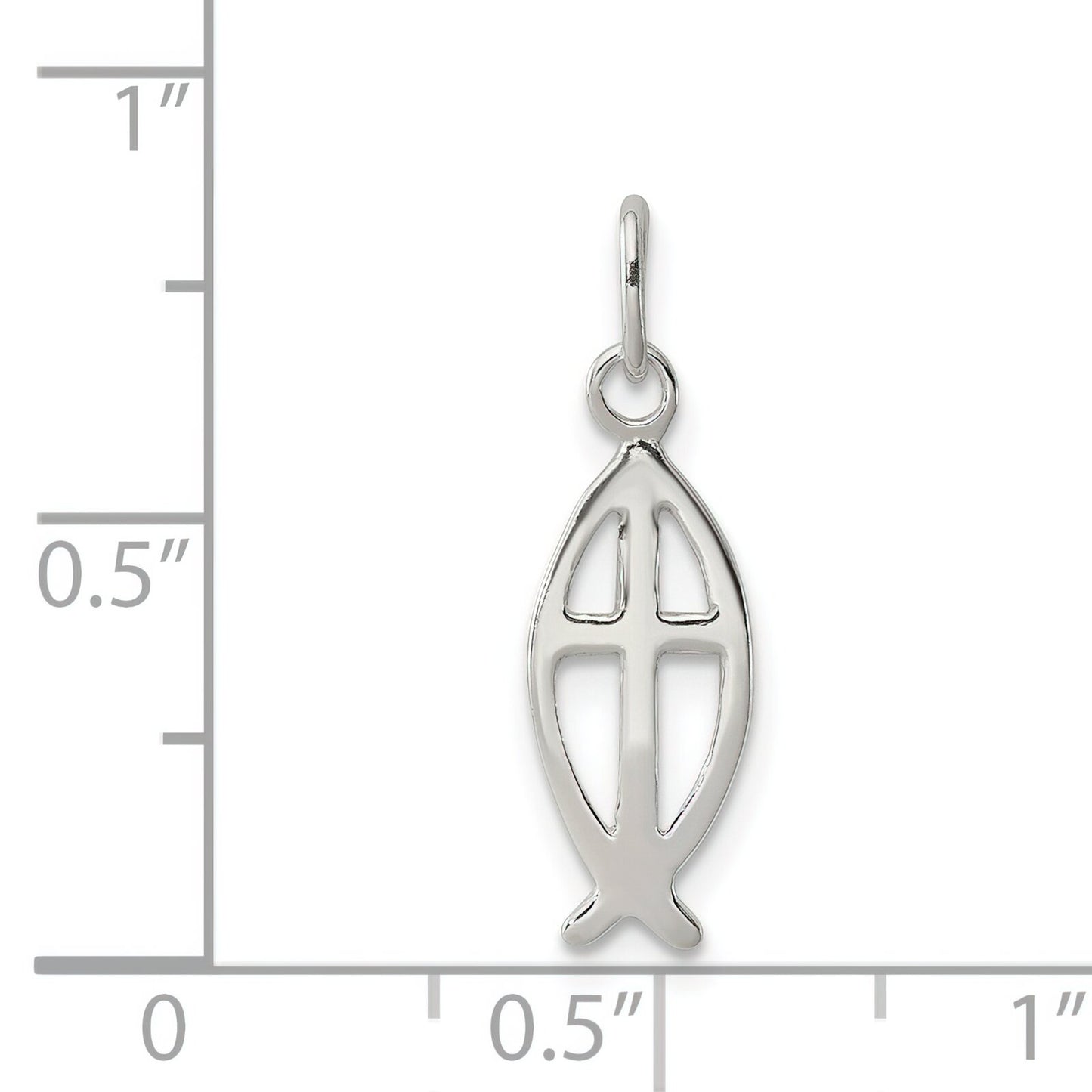Sterling Silver Ichthus Fish & Cross Charm