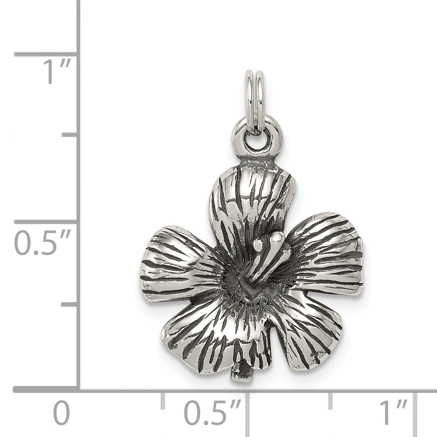 Sterling Silver Antiqued Hibiscus Flower Charm