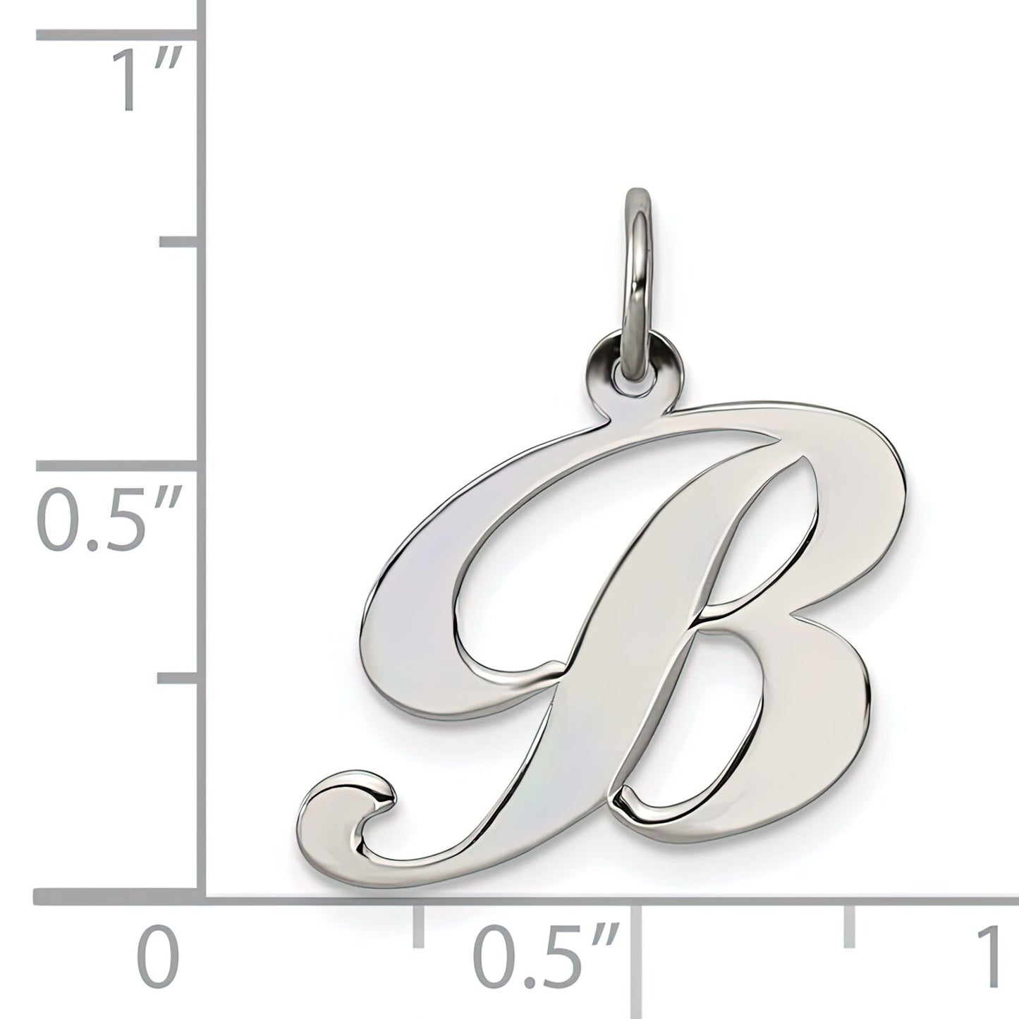 Sterling Silver Medium Script Initial Letter B Charm