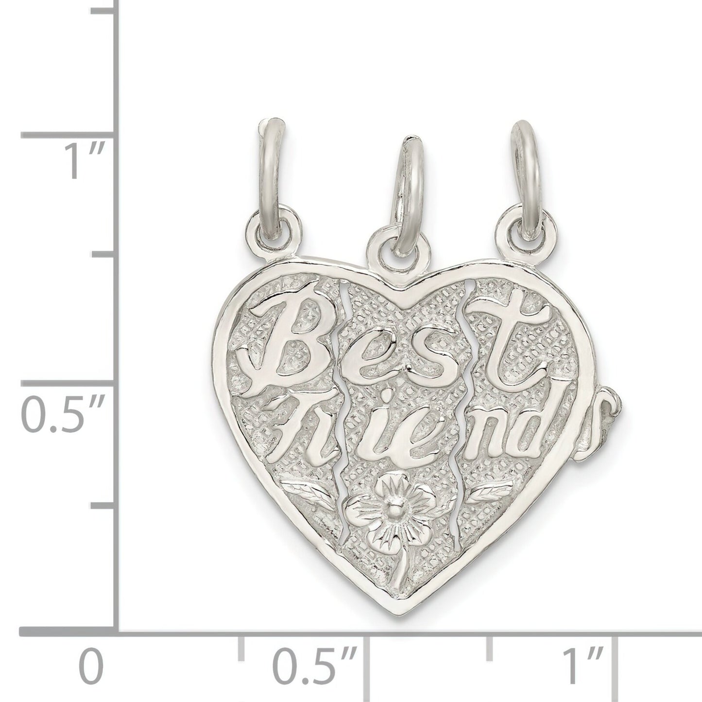 Sterling Silver Best Friends Break Apart Heart Charm