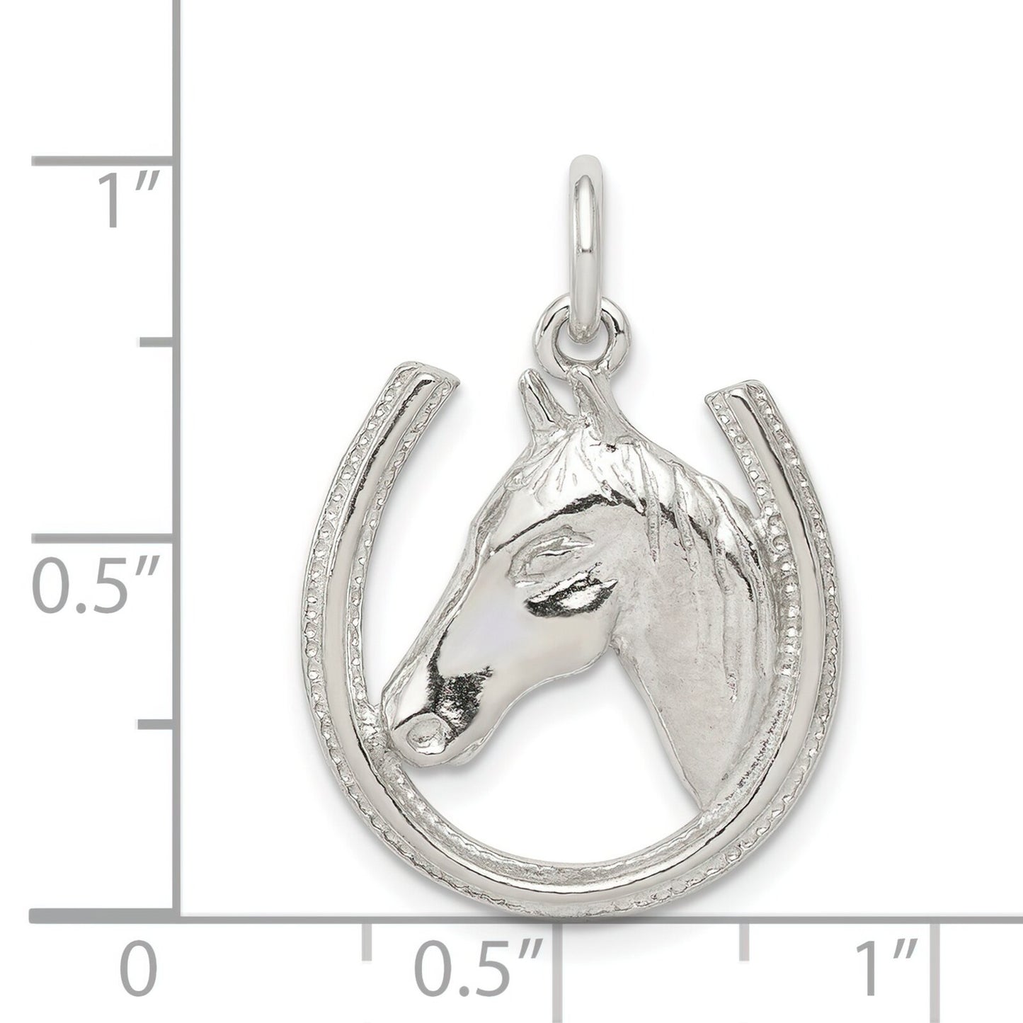 Sterling Silver Horseshoe w/ Horse Head Pendant