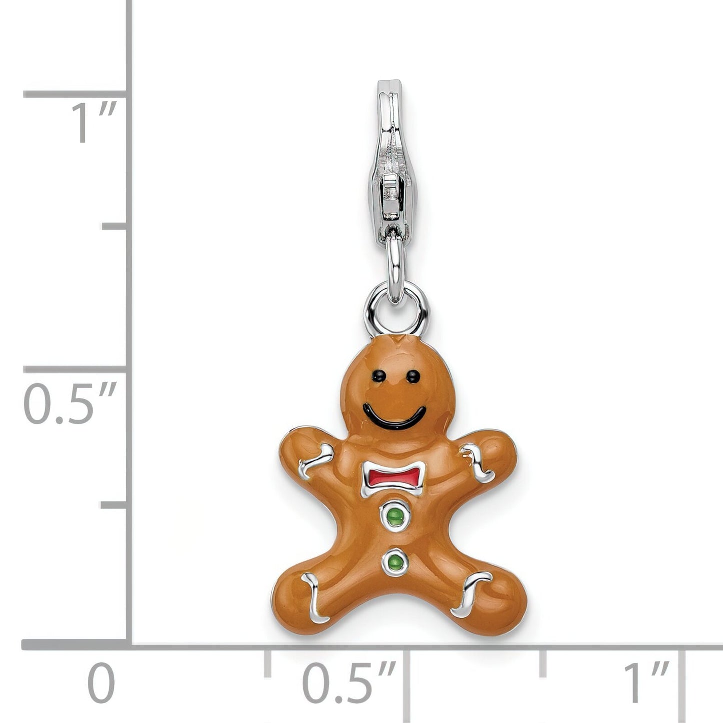 Ster Silver Enameled Gingerbread Man Lobster Clasp Charm