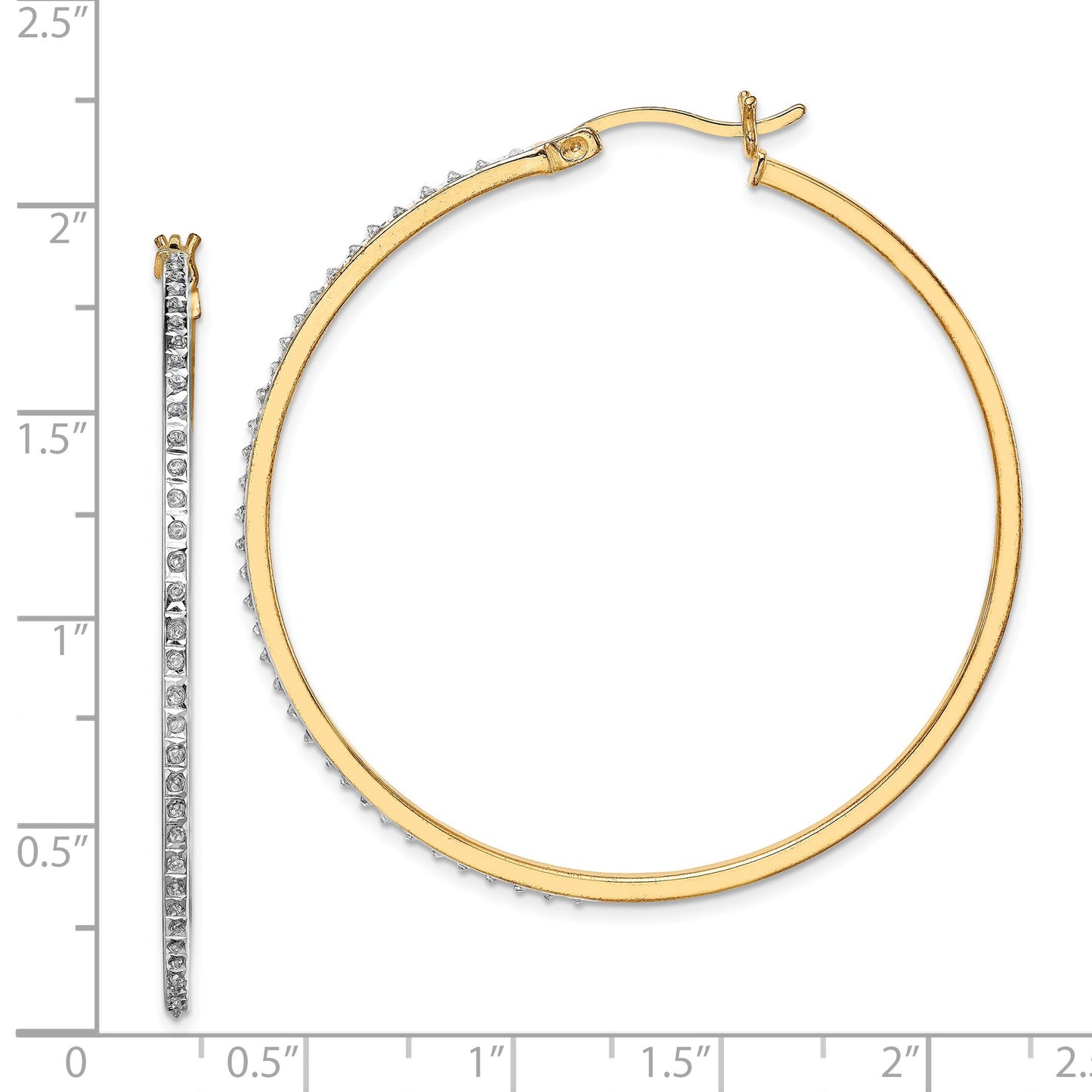 Sterling Silver Gold Plated IJ Diamond Hoop Earrings