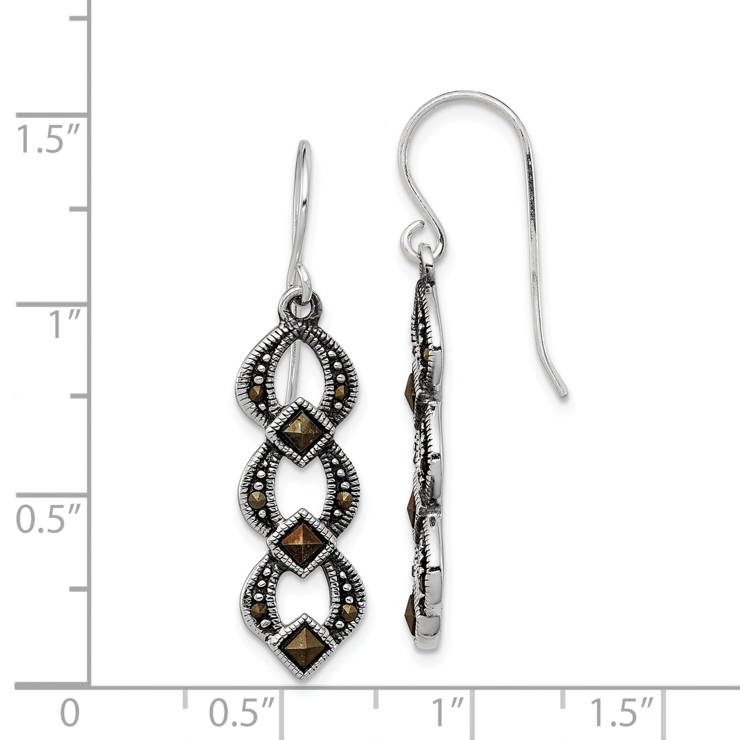 Sterling Silver Marcasite Dangle Earrings Jewelry
