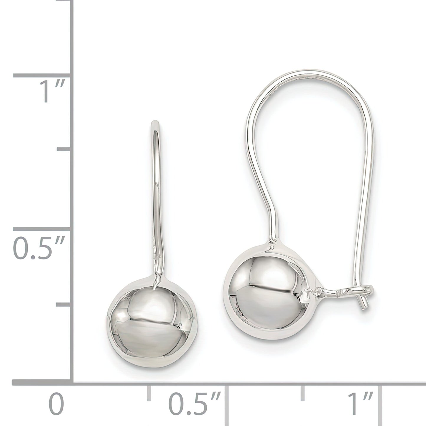 Sterling Silver Ball Kidney Wire Earrings 8mm