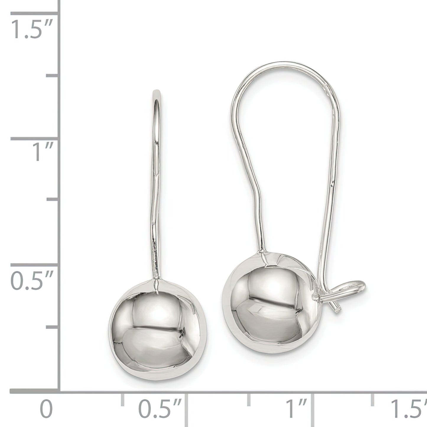 Sterling Silver Ball Kidney Wire Earrings 10mm