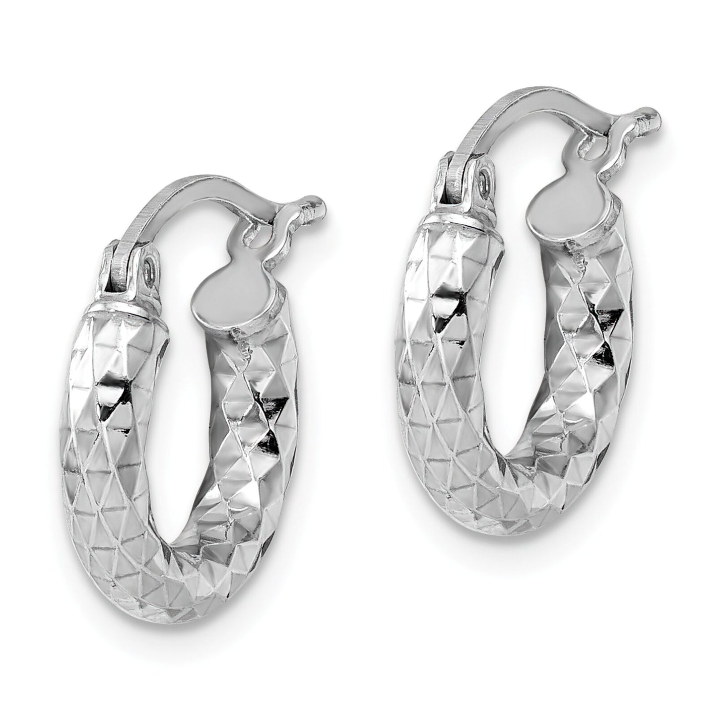 Sterling Silver Diamond Cut Hoop Earrings 15mm