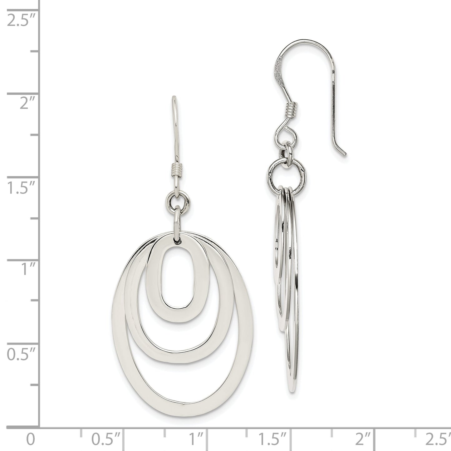 Sterling Silver Triple Oval Dangle Earrings Jewelry