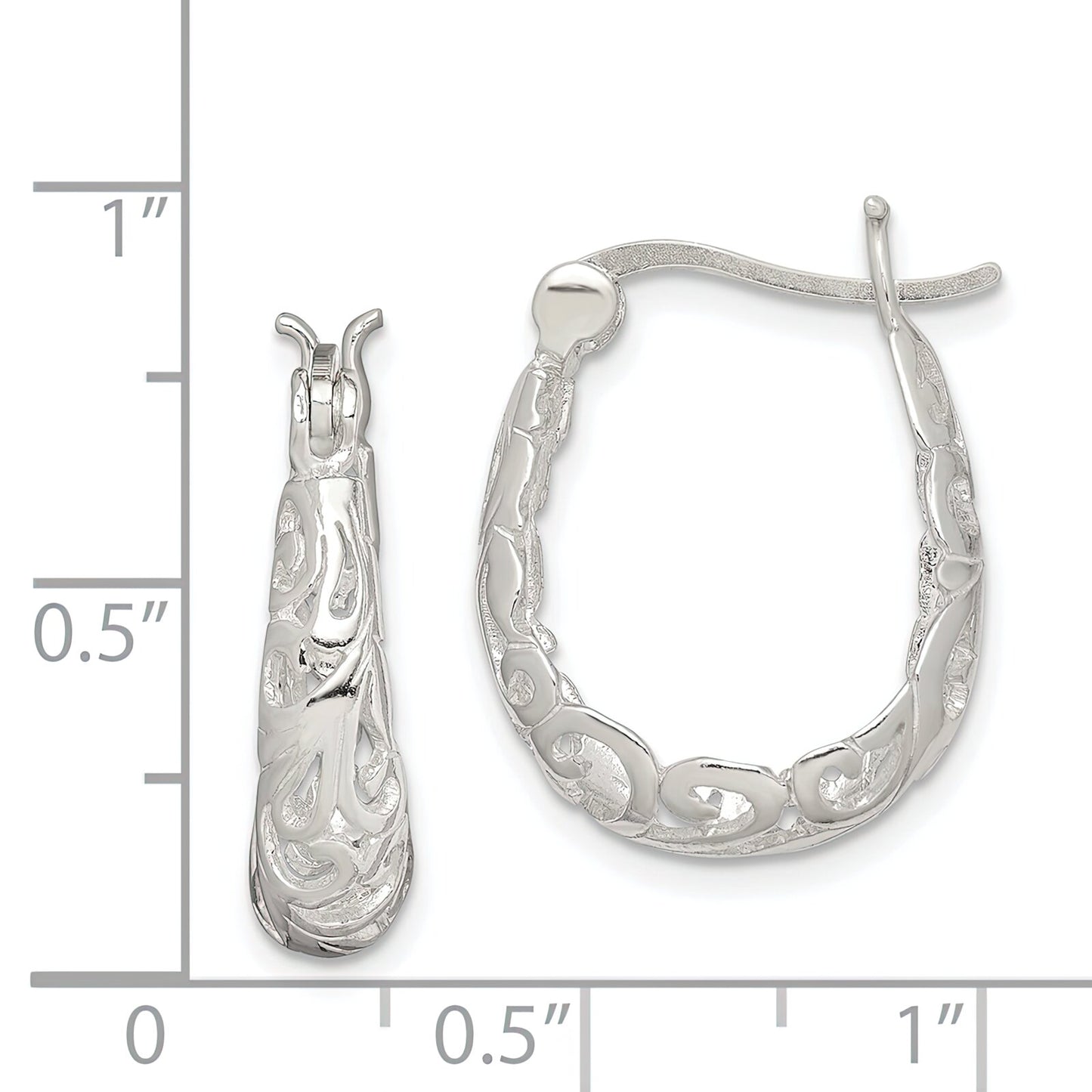Sterling Silver Fancy Hoop Earrings Ear Jewelry