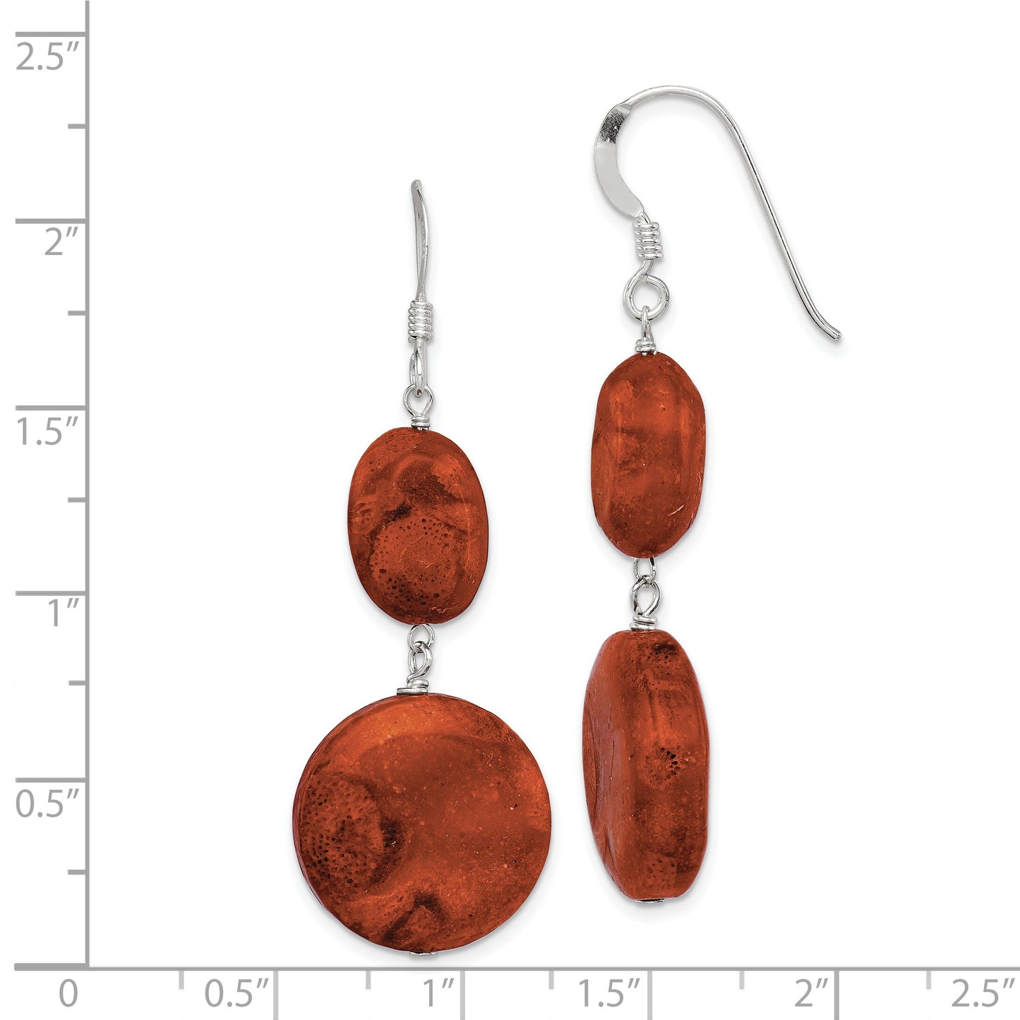 Sterling Silver Coral Dangle Earrings