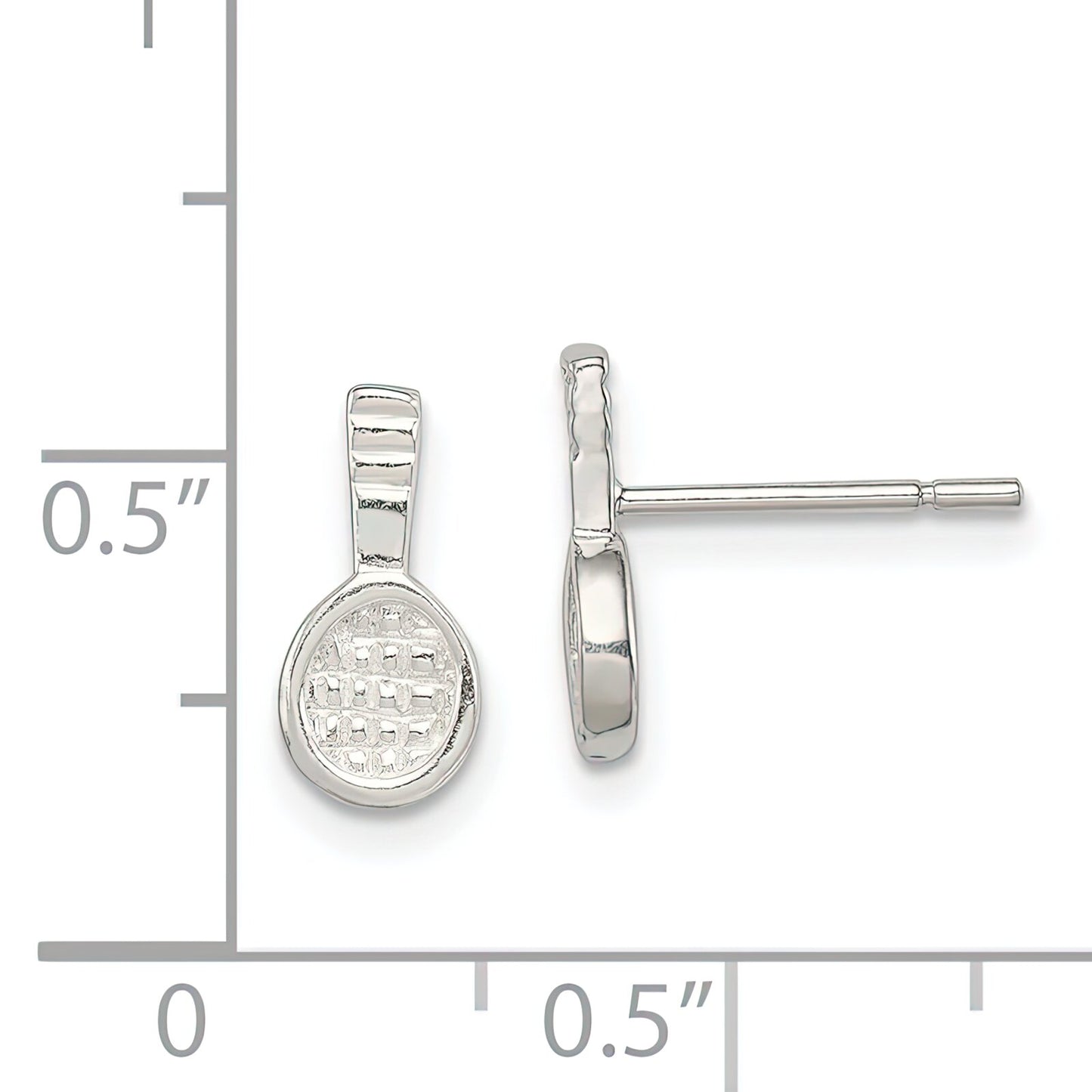 Sterling Silver Tennis Racquet Stud Earrings Jewelry