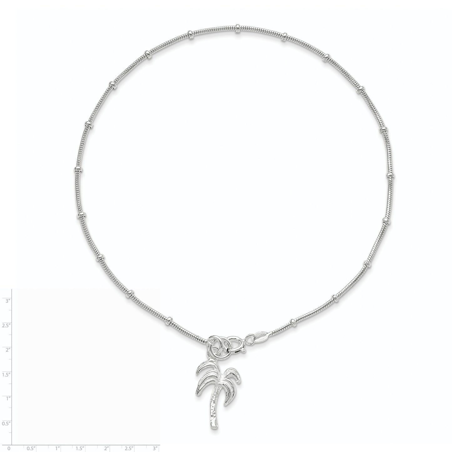 Sterling Silver Palm Tree Anklet Chain Jewelry