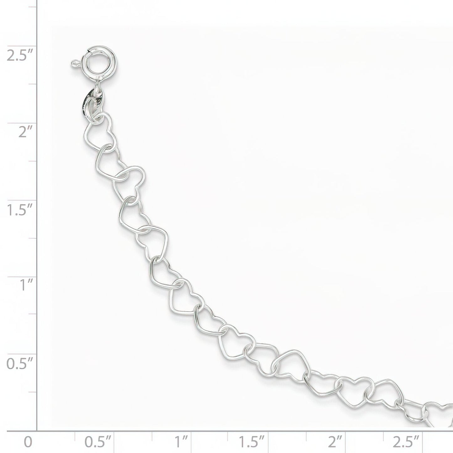 Sterling Silver Heart Fancy Link Bracelet