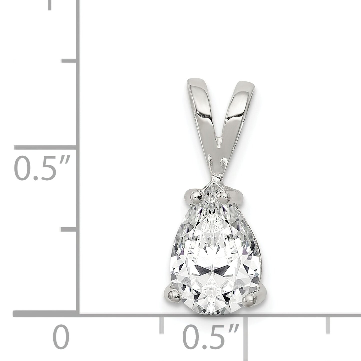 Sterling Silver Pear CZ Pendant Charm Jewelry
