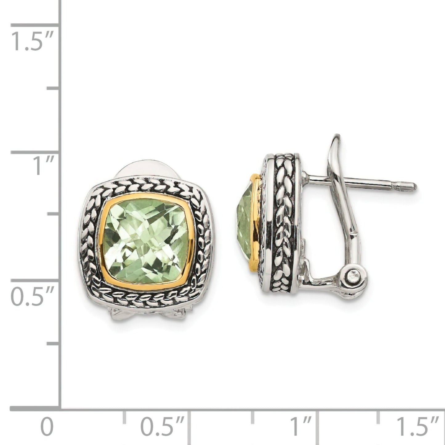 Town & Country Sterling Silver & 14K Gold Green Amethyst Earrings