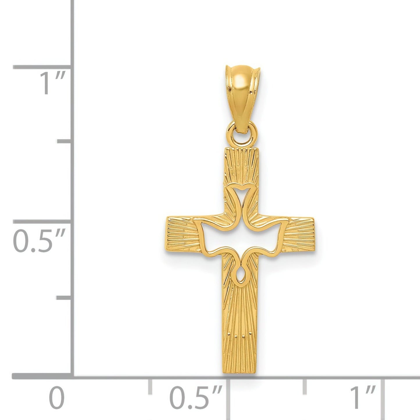 14K Gold Dove Cross Pendant