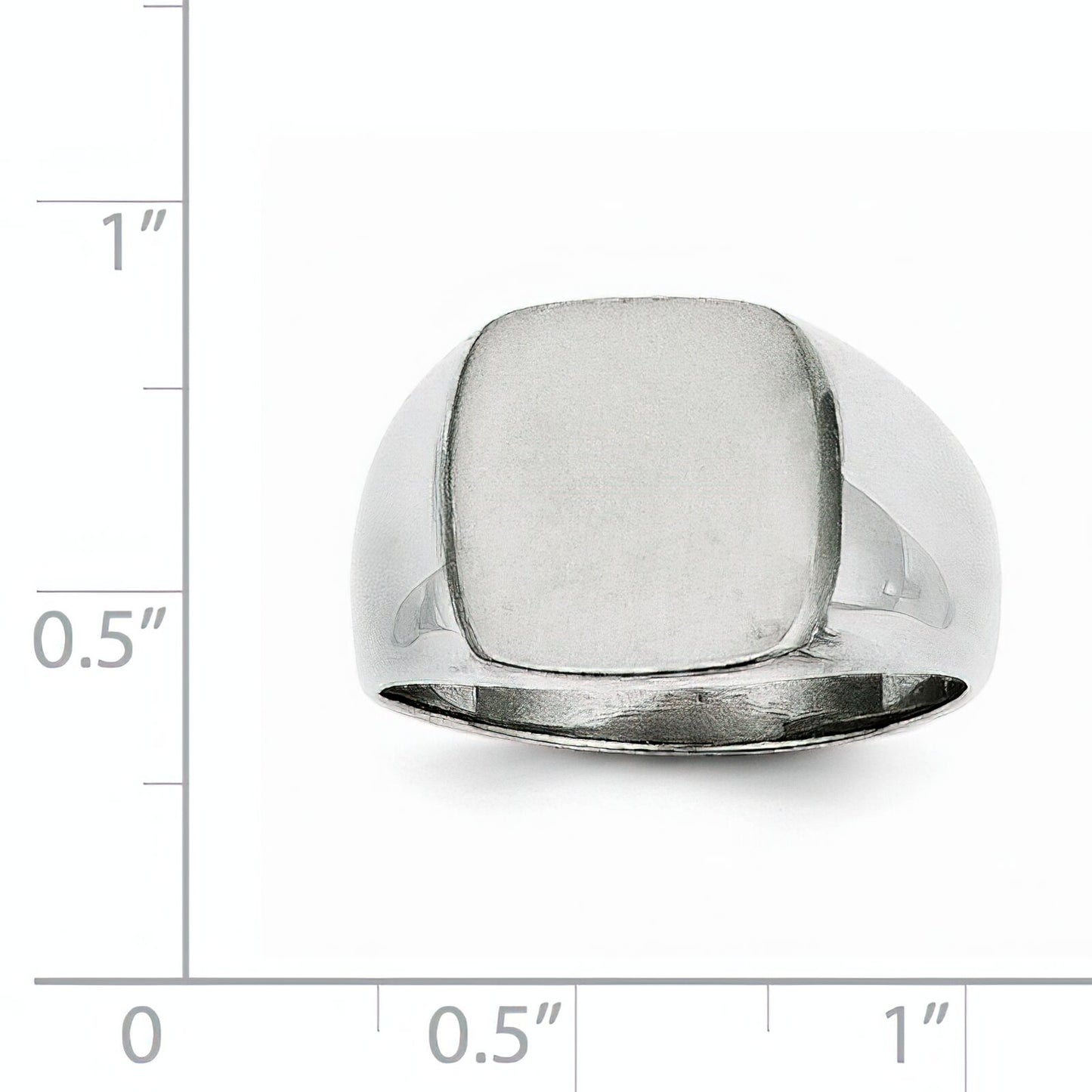 14K White Gold Mens Signet Ring Sz 9