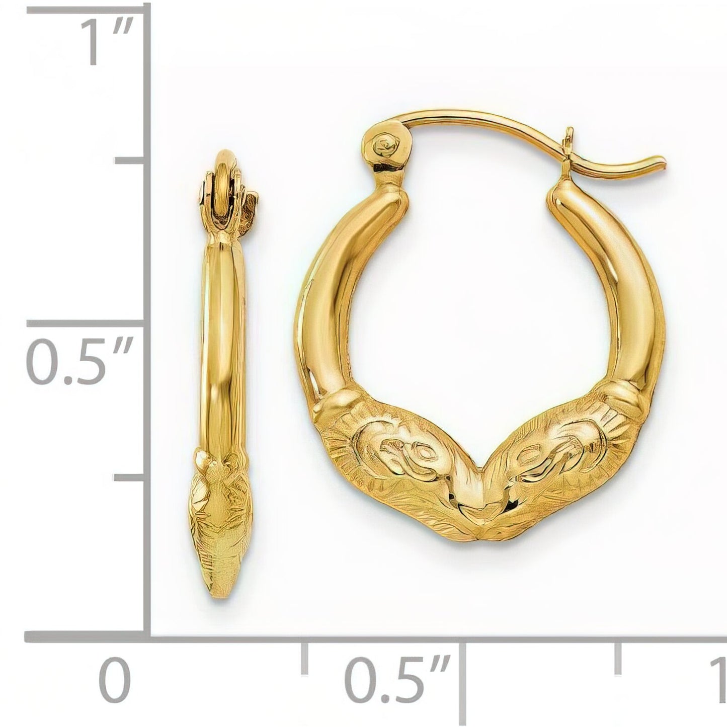 14K Gold Ram Hoop Earrings