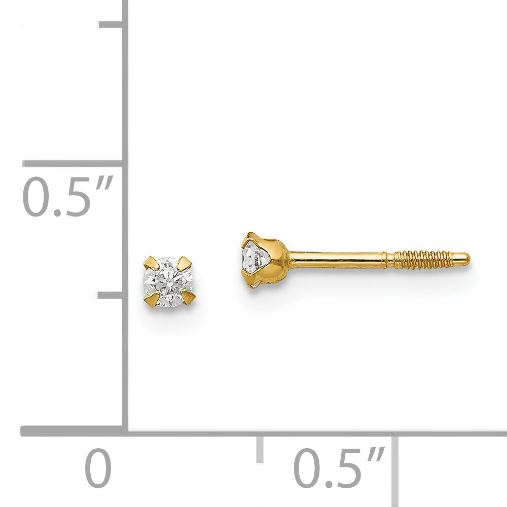 14K Gold Cubic Zirconia Baby Earrings