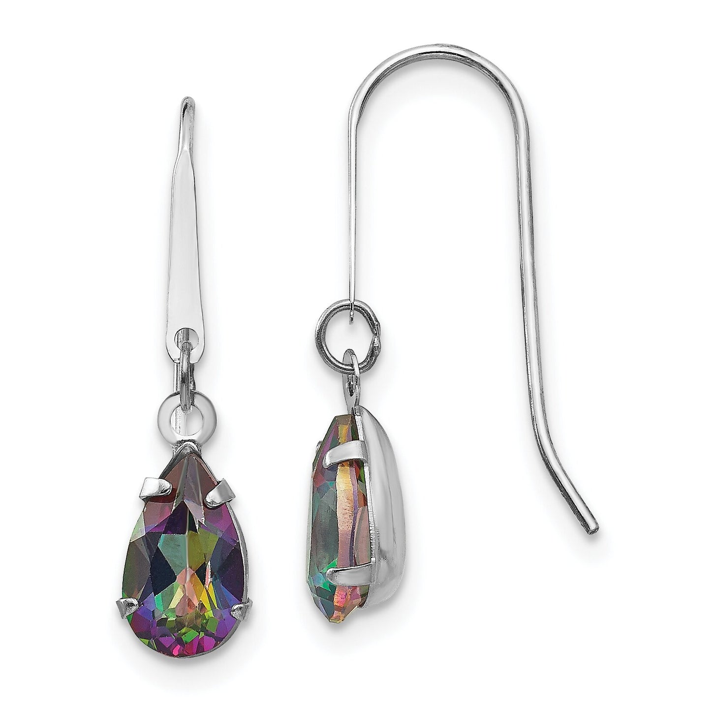 14K White Gold Pear Mystic Fire Topaz Earrings