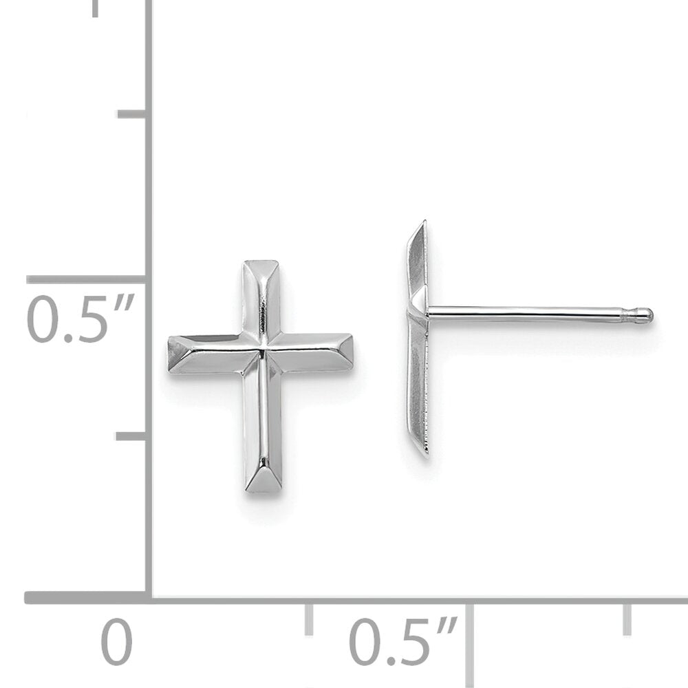 14K White Gold Cross Stud Earrings